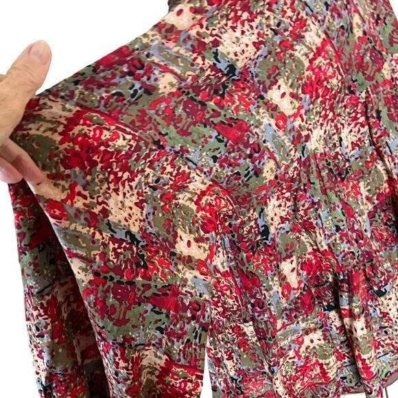 Bucket List Woman's Top Size S Boho Peasant Flowy Oversized V-neck Tiered - Picture 13 of 16